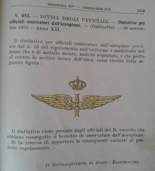 brevetto osservatore regia aeronautica