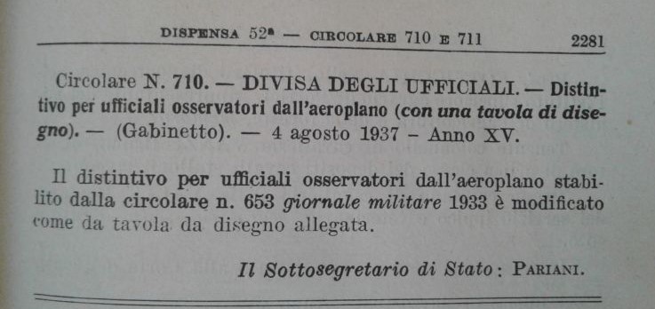 brevetto osservatore regia aeronautica
