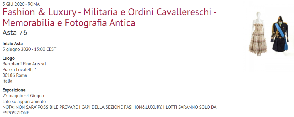 BERTOLAMI Asta Militaria Memorabilia